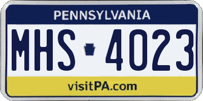 PA license plate MHS4023