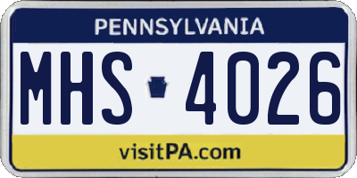PA license plate MHS4026