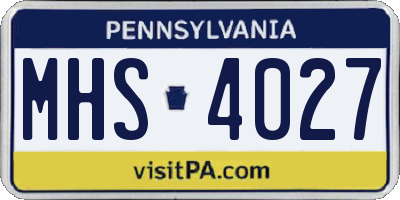 PA license plate MHS4027