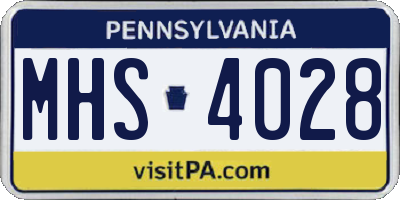 PA license plate MHS4028