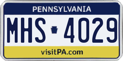 PA license plate MHS4029