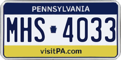 PA license plate MHS4033