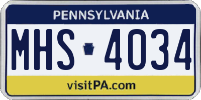 PA license plate MHS4034