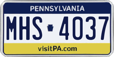 PA license plate MHS4037