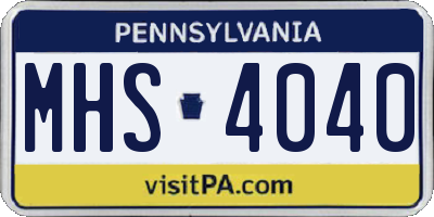 PA license plate MHS4040