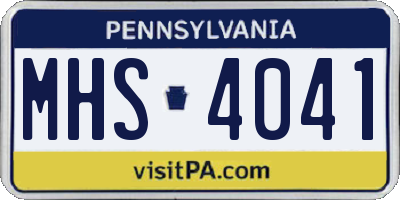 PA license plate MHS4041