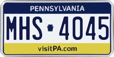 PA license plate MHS4045
