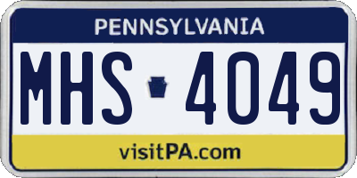 PA license plate MHS4049