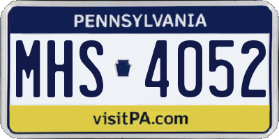 PA license plate MHS4052