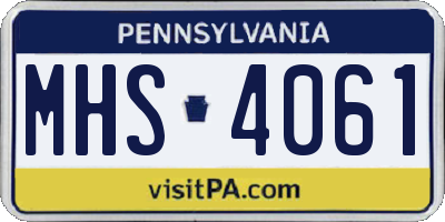 PA license plate MHS4061
