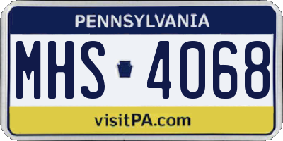 PA license plate MHS4068