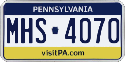 PA license plate MHS4070