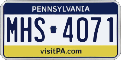 PA license plate MHS4071
