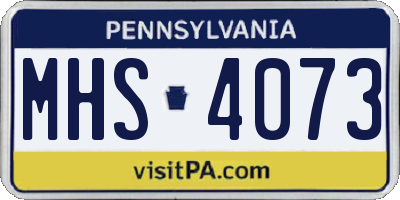 PA license plate MHS4073