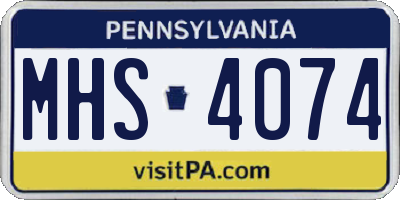 PA license plate MHS4074