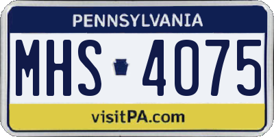 PA license plate MHS4075