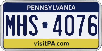 PA license plate MHS4076