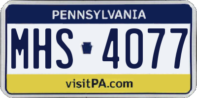 PA license plate MHS4077