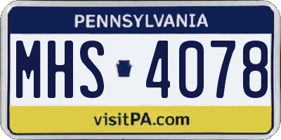 PA license plate MHS4078