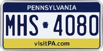 PA license plate MHS4080