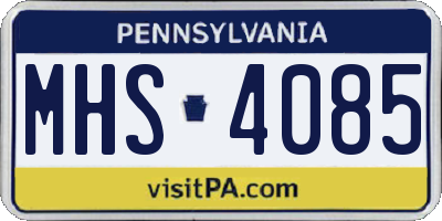 PA license plate MHS4085