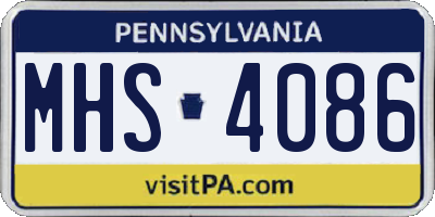 PA license plate MHS4086