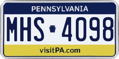 PA license plate MHS4098