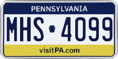 PA license plate MHS4099
