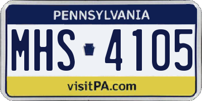 PA license plate MHS4105