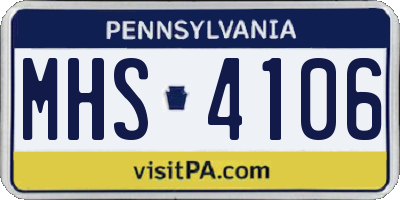 PA license plate MHS4106