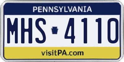 PA license plate MHS4110