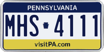 PA license plate MHS4111