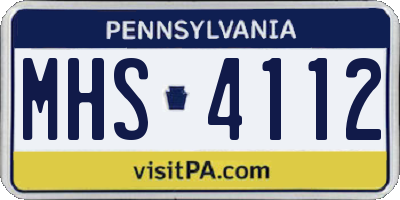 PA license plate MHS4112