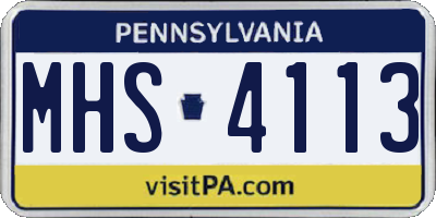 PA license plate MHS4113
