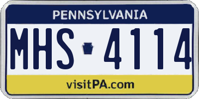PA license plate MHS4114