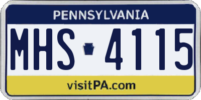 PA license plate MHS4115