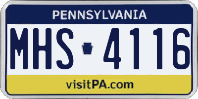 PA license plate MHS4116