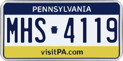 PA license plate MHS4119