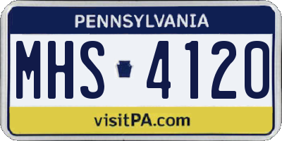 PA license plate MHS4120