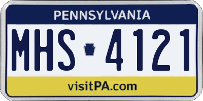 PA license plate MHS4121