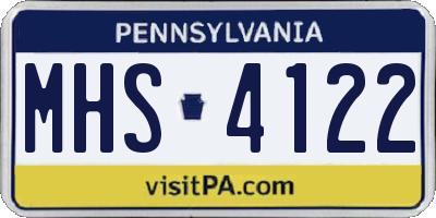 PA license plate MHS4122