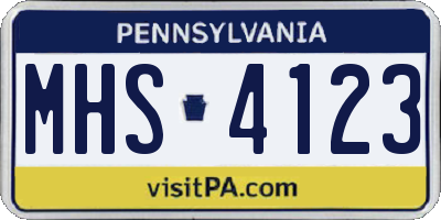 PA license plate MHS4123