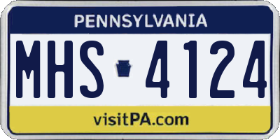 PA license plate MHS4124