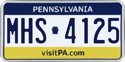 PA license plate MHS4125
