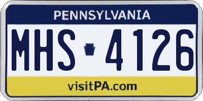 PA license plate MHS4126