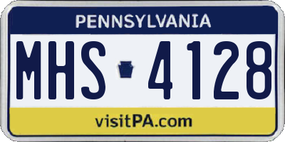 PA license plate MHS4128