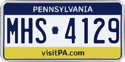 PA license plate MHS4129