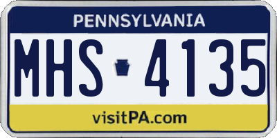 PA license plate MHS4135