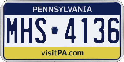 PA license plate MHS4136