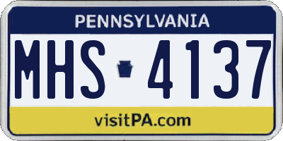 PA license plate MHS4137